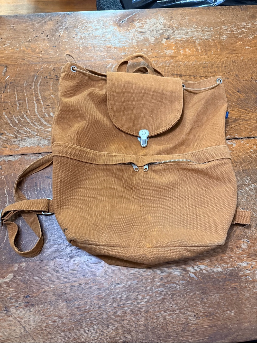 BAGGU Canvas Drawstring Backpack in Brown